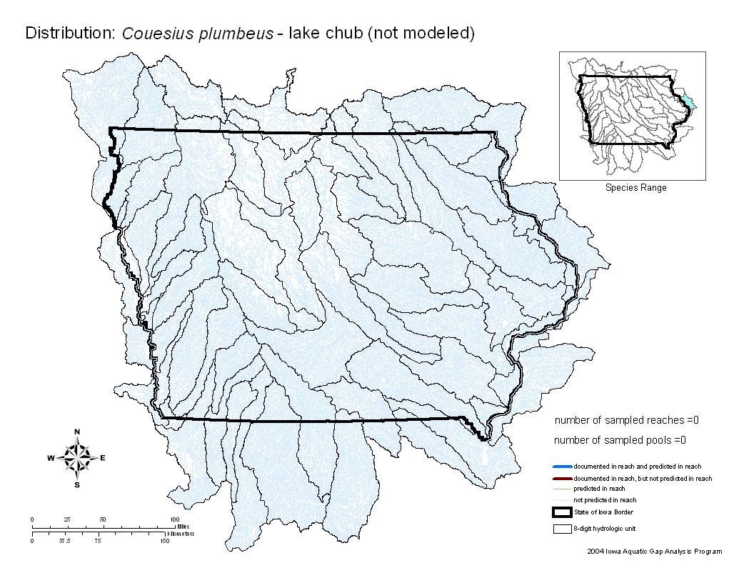 Iowa water body distribution image of Lake chub