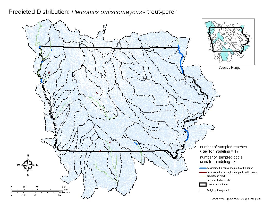 Iowa water body distribution image of Trout-perch